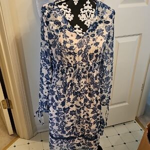 Floral Blue and White Dress